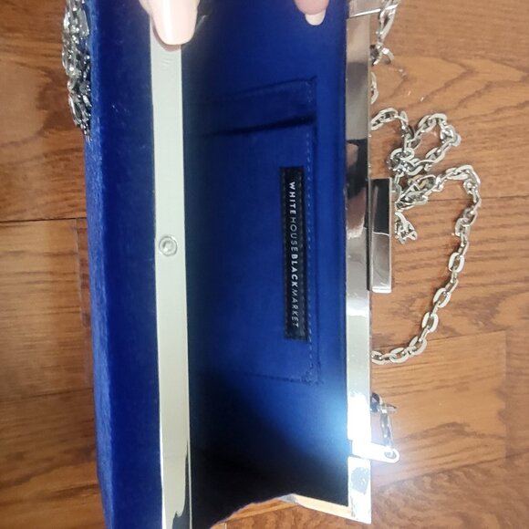 White House Black Market Blue Velvet Clutch - Picture 8 of 8